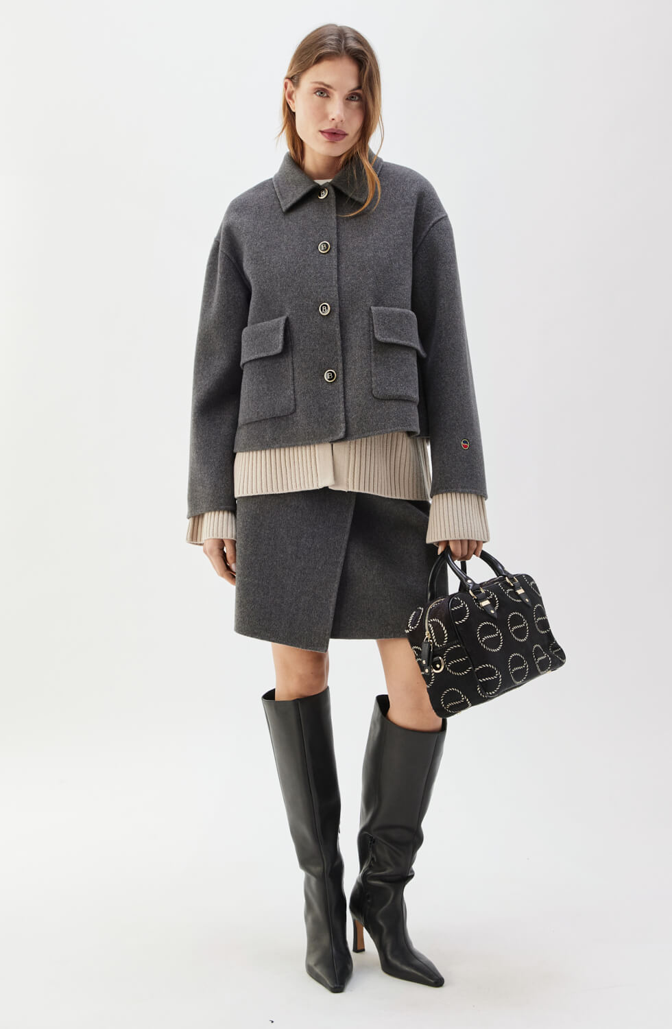 Becky Double Face Jacket Antracite