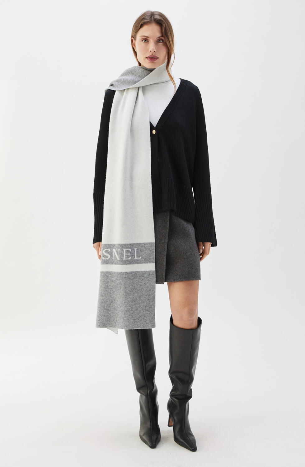 Cherish Scarf Light Grey/Ecru