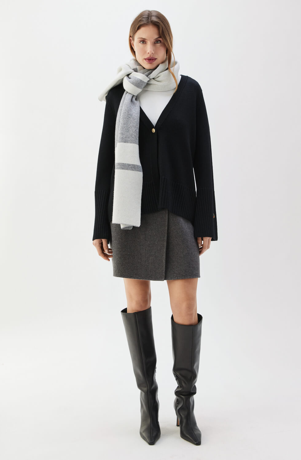 Cherish Scarf Light Grey/Ecru