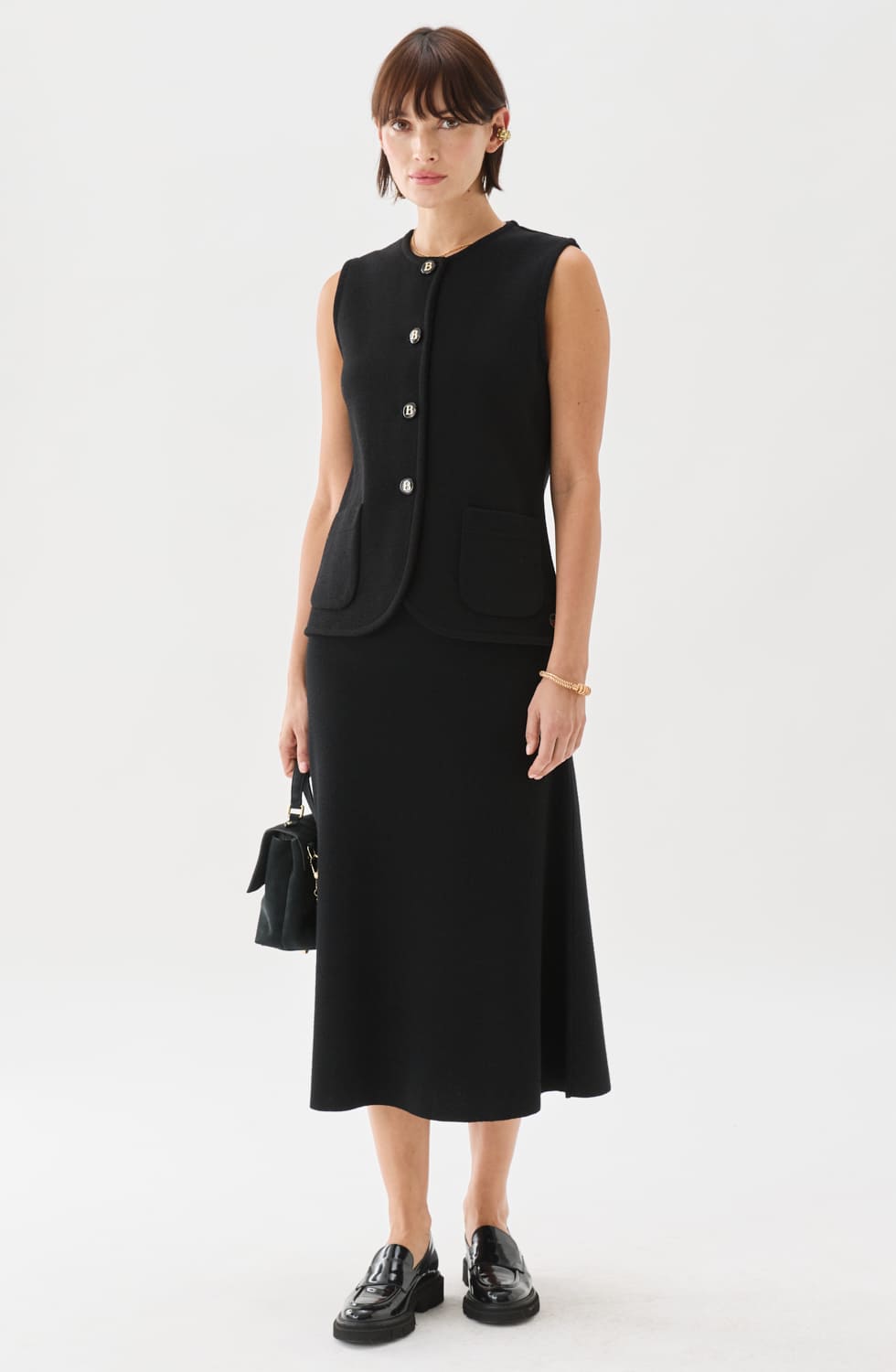 Colette Short Knitted Vest Black