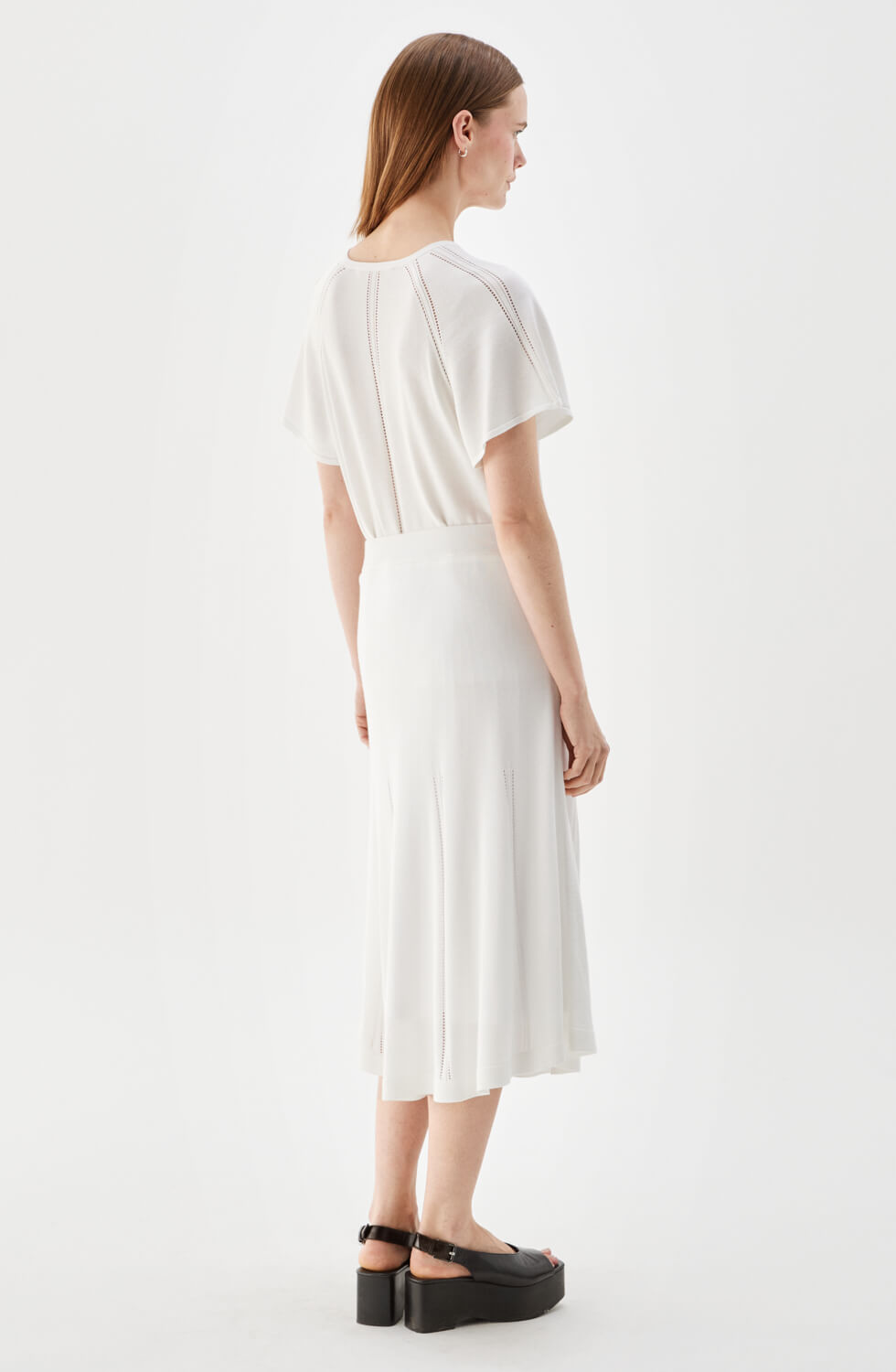 Della Knitted Midi Skirt Ecru