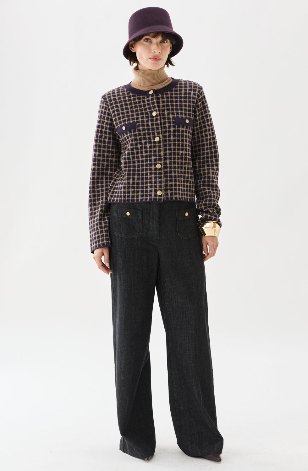 Elle Short Jacket Pepita Prune