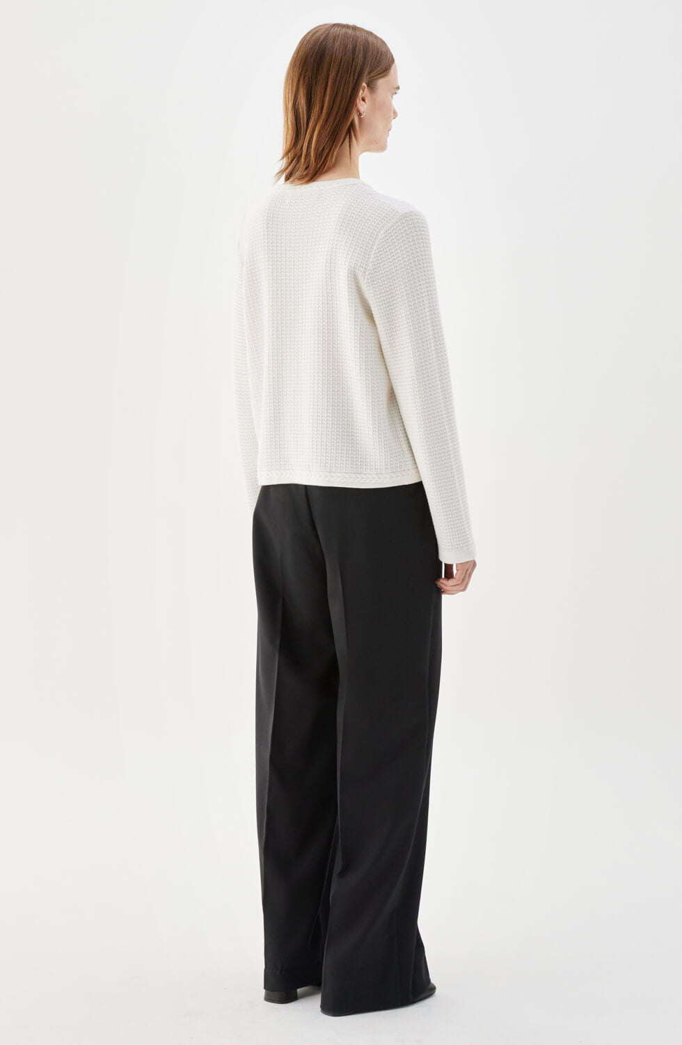 Estelle Textured Cotton Cardigan Ecru