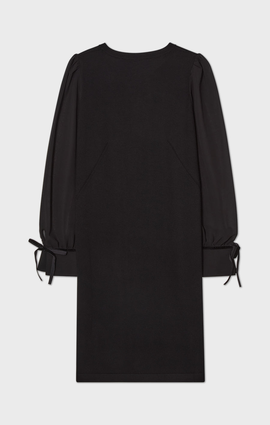 Francine Merino Wool Dress Chiffon Sleeves Black