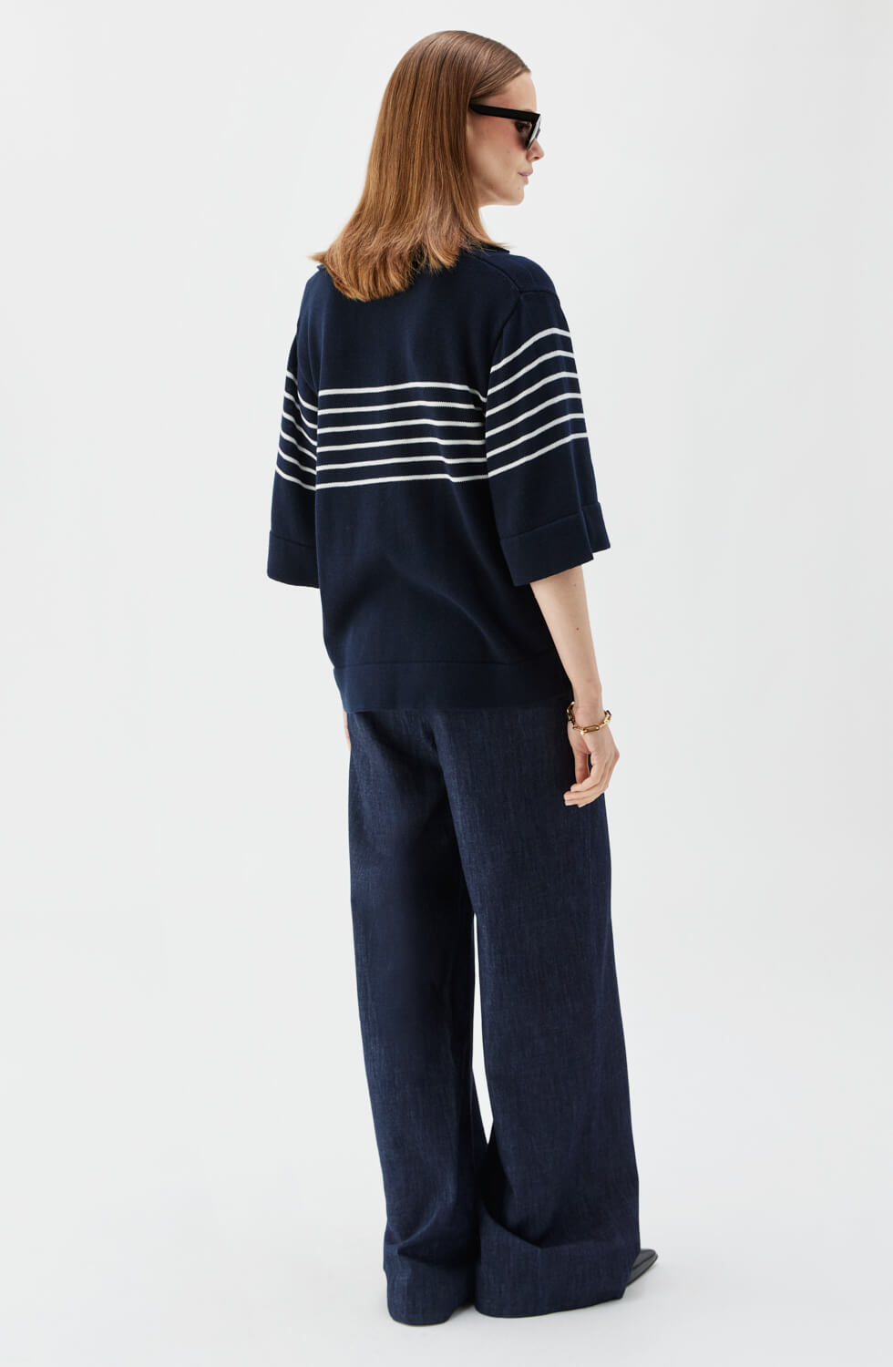 Freja Striped Top Marine/Ecru