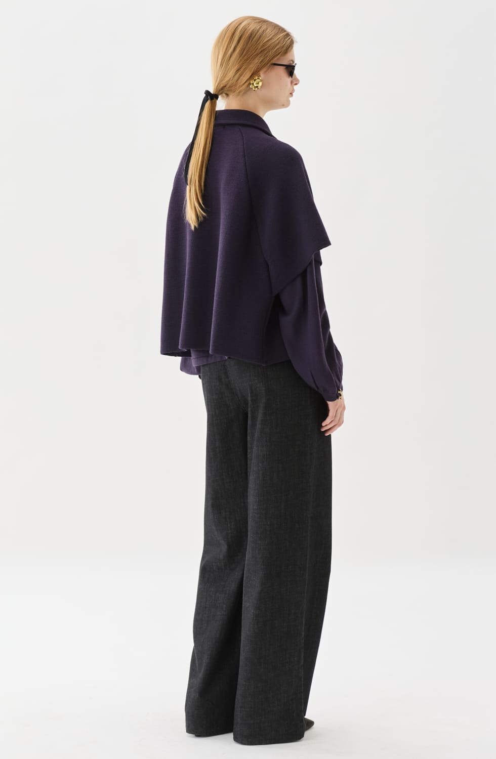 Gertrude Short Wool Cape Prune