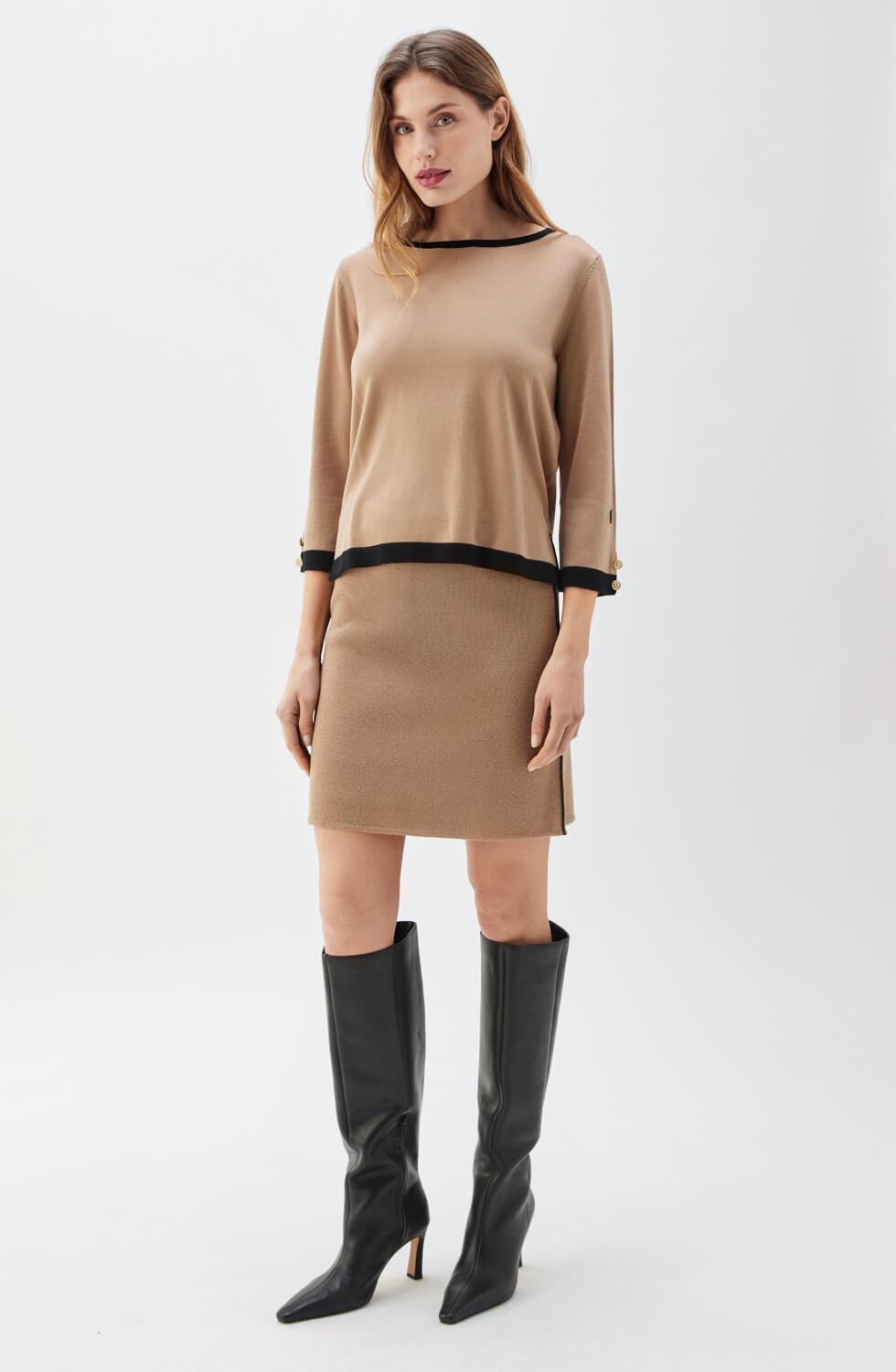 Minette Piped Skirt Salty Caramel/Black