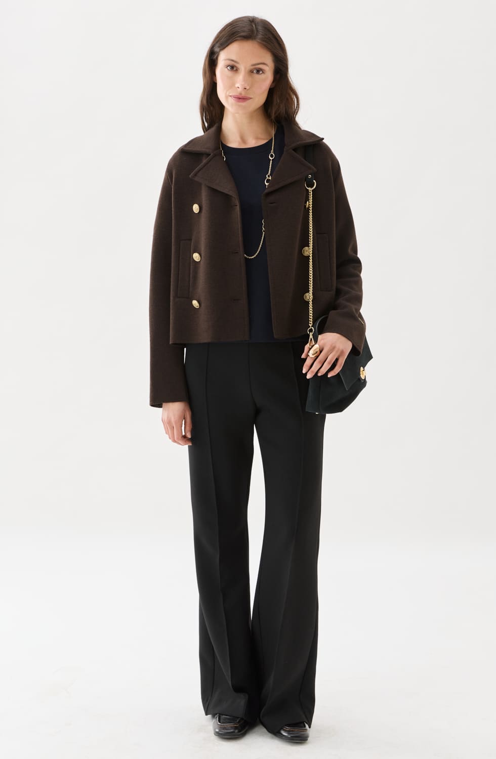 Indra Knitted Wool Jacket Chocolate