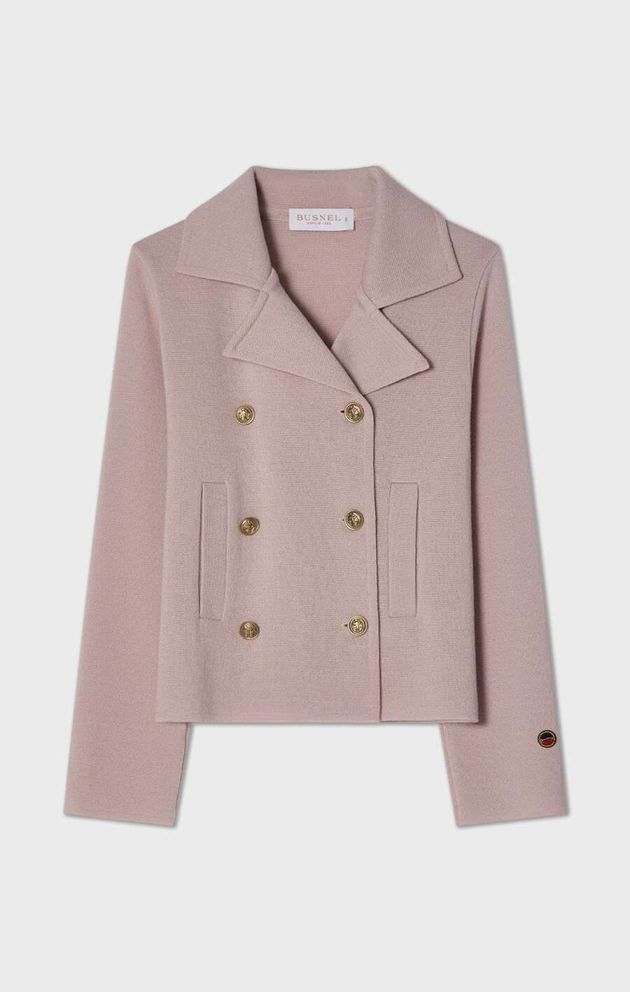 Indra stickad jacka i ull ljusrosa