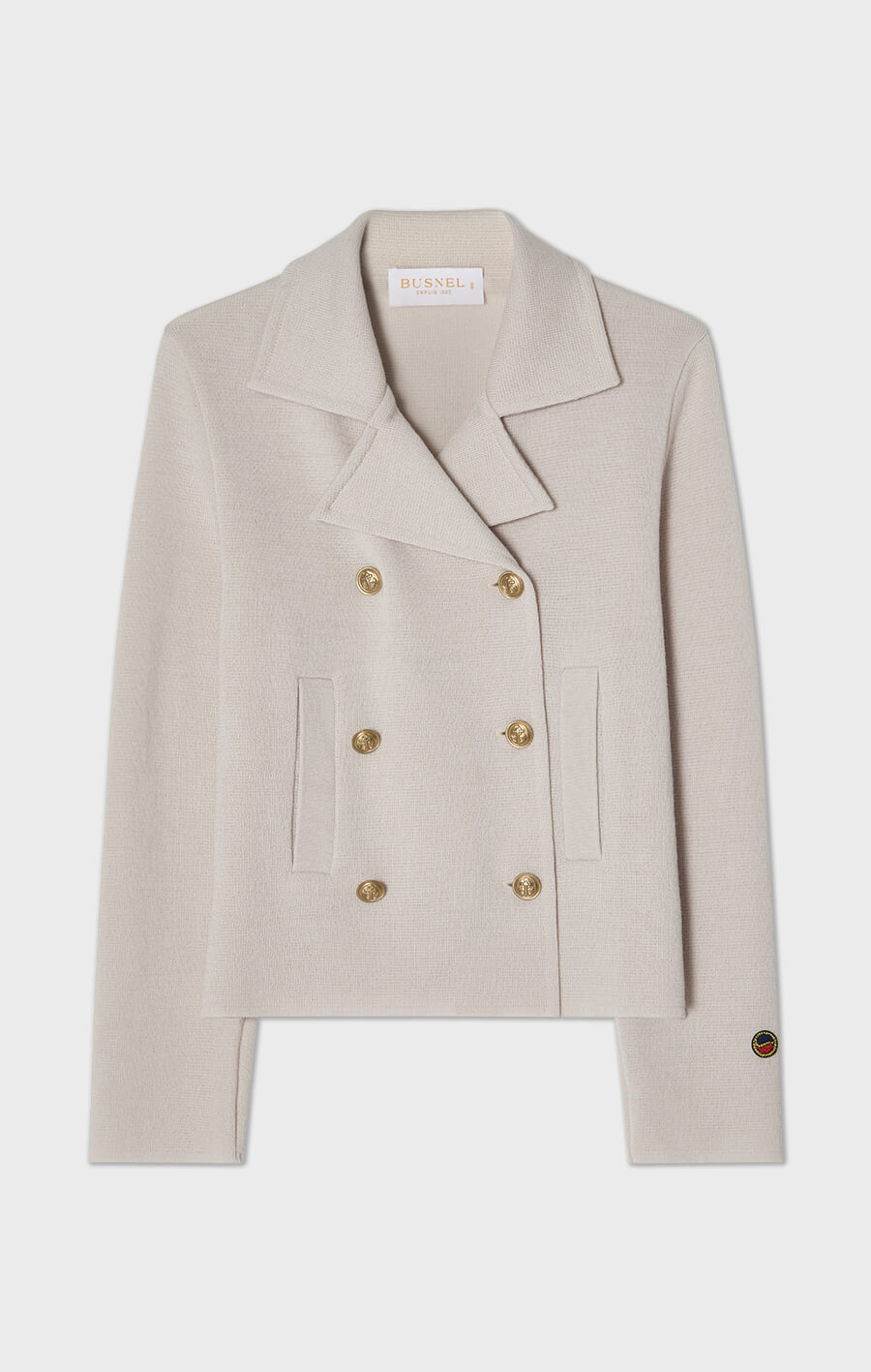 Indra stickad jacka i ull ljusgrå