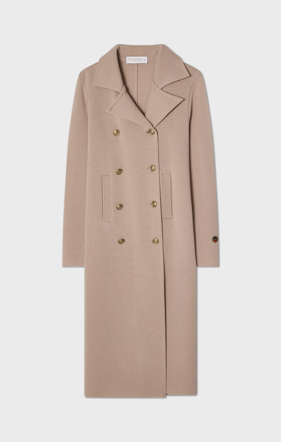 iris lång stickad kappa i ull beige