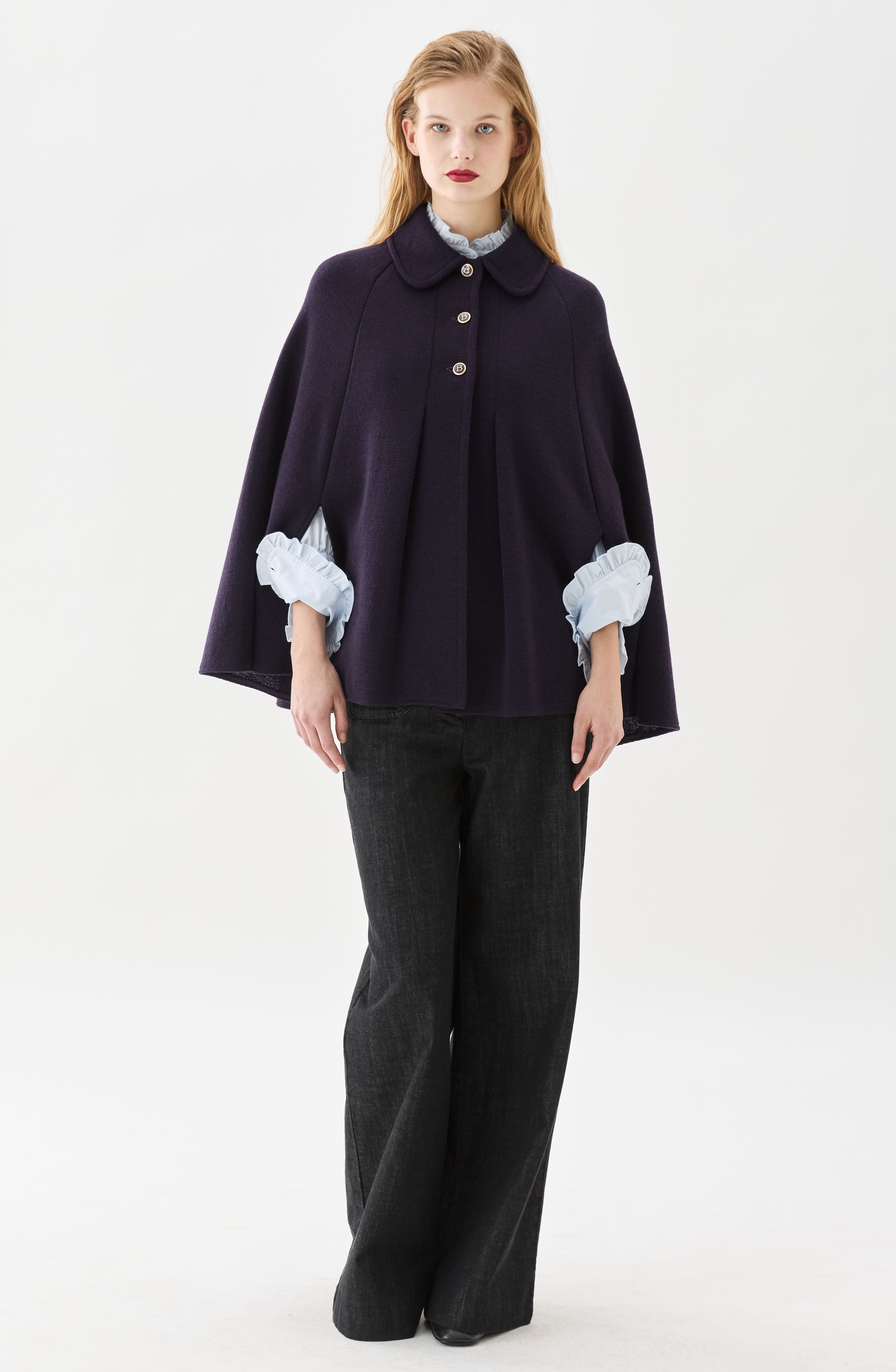 Isa Knitted Wool Cape Prune