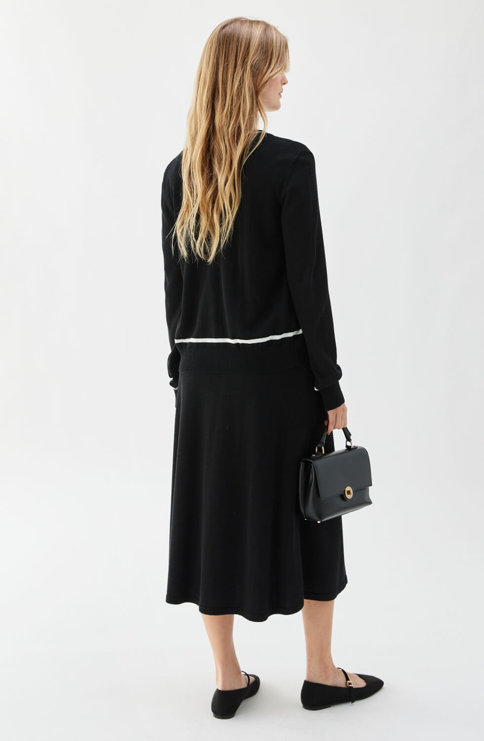 Kim Contrast Cardigan Black/Ecru