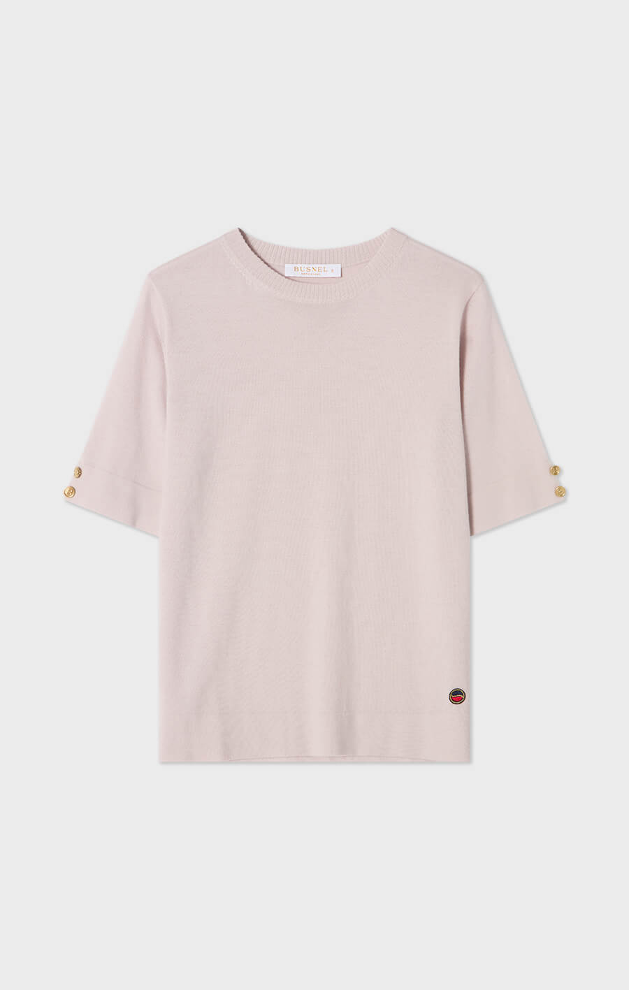 Lucca stickad t-shirt i merinoull ljusrosa