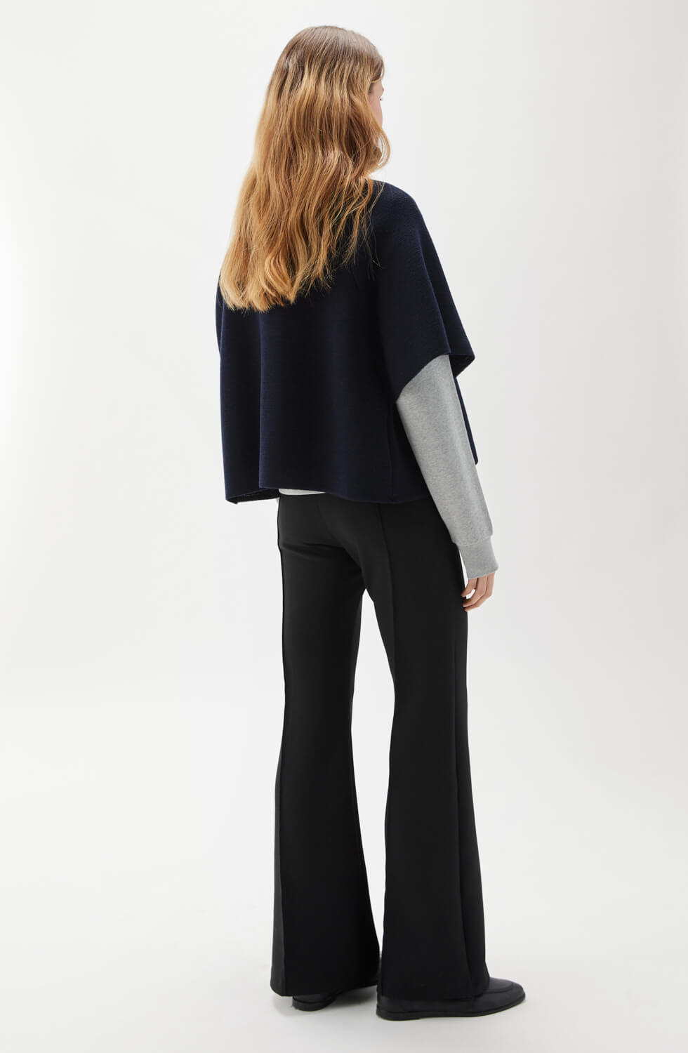 Lisalou Cableknit Collar Cape Marine