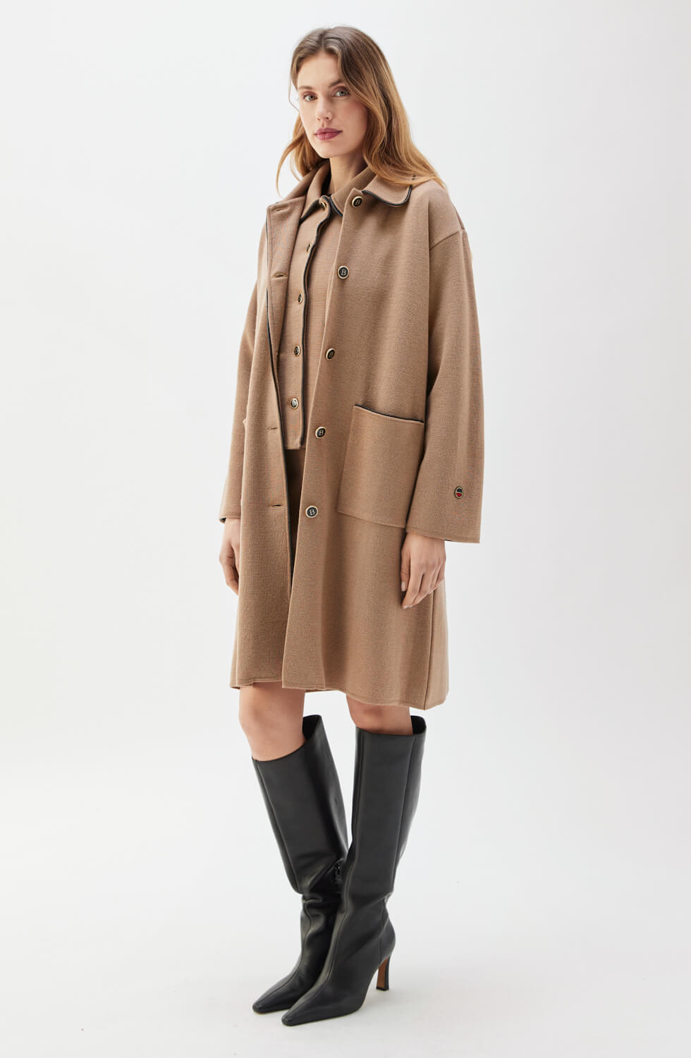 Mikaela Piped Coat Salty Caramel/Black
