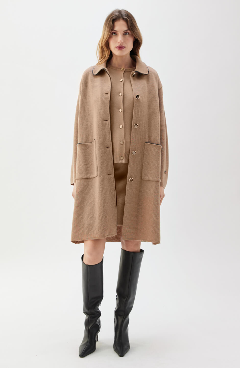 Mikaela Piped Coat Salty Caramel/Black