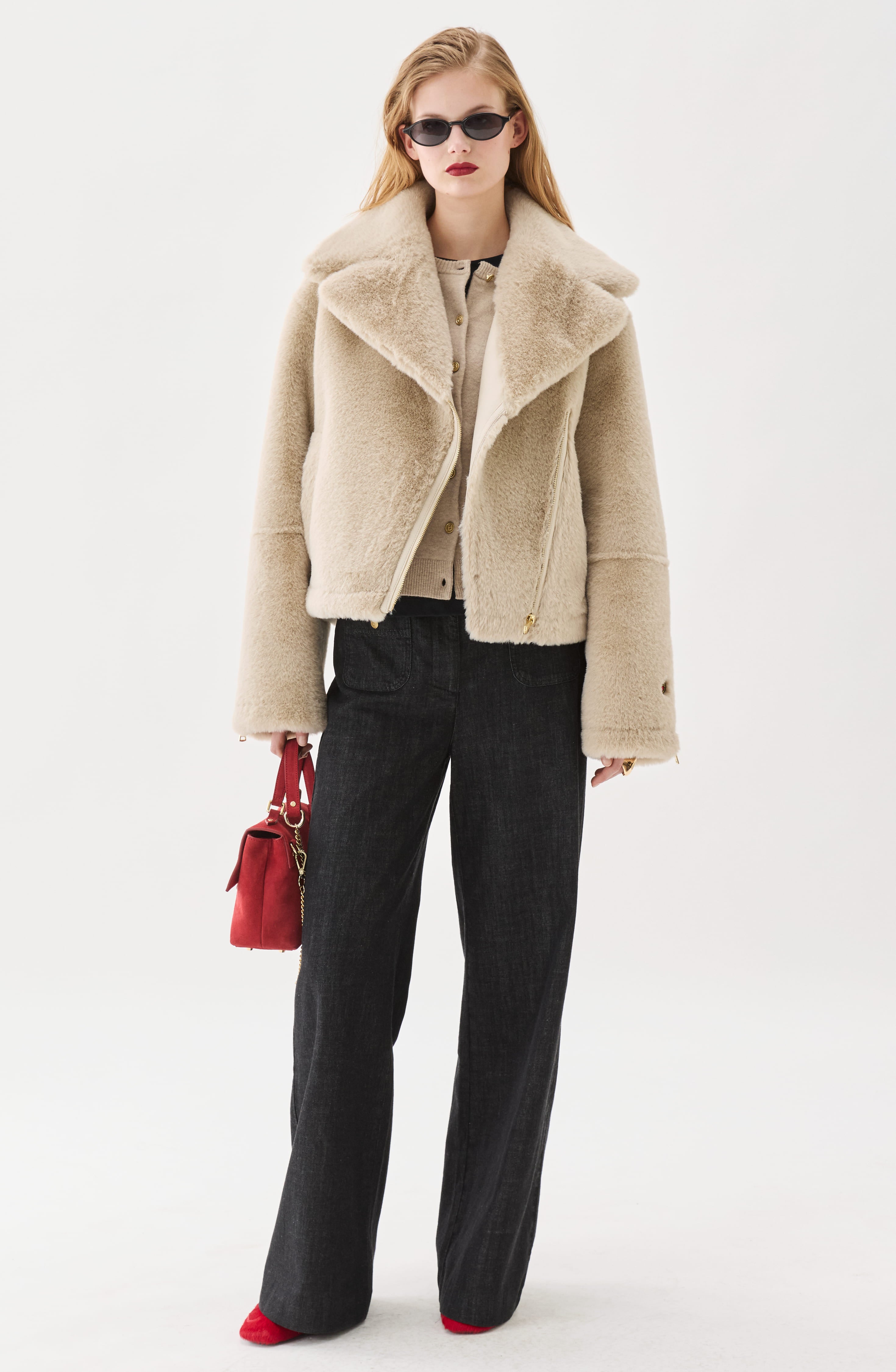 Mimi Fake Fur Jacket Light Beige