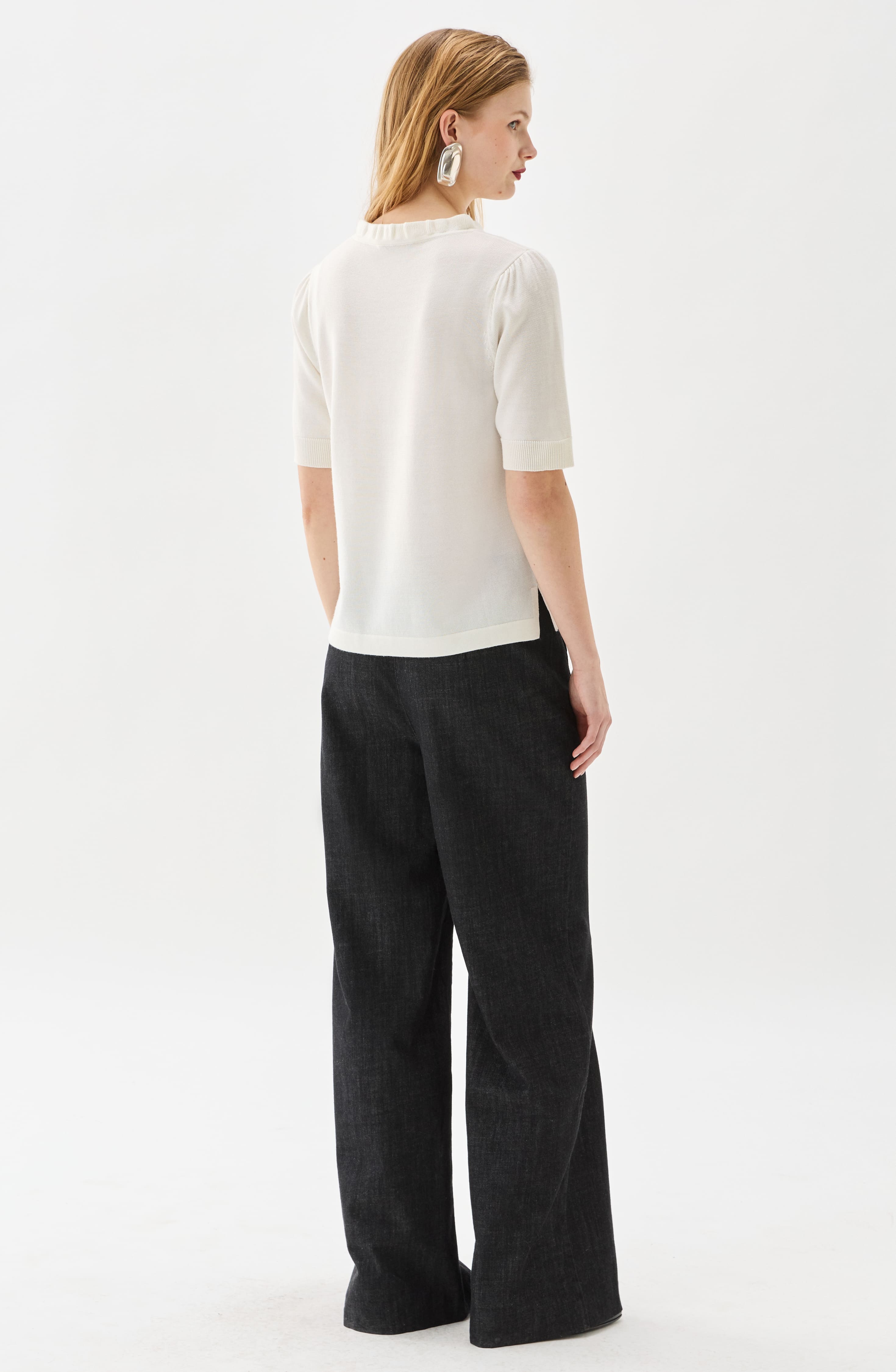 Minna Short Sleeve Wool Top Ecru