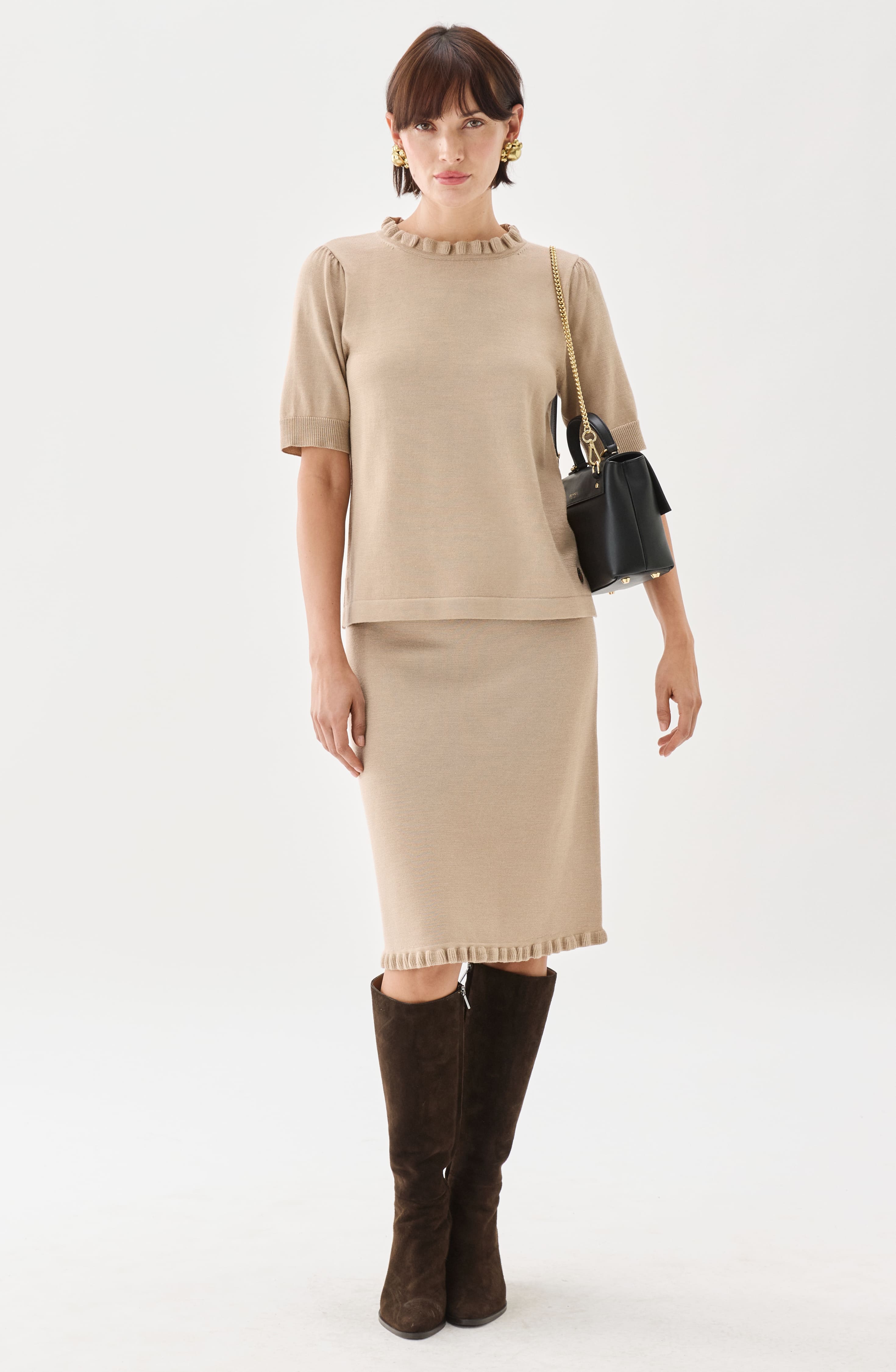 Minna Short Sleeve Wool Top Oat