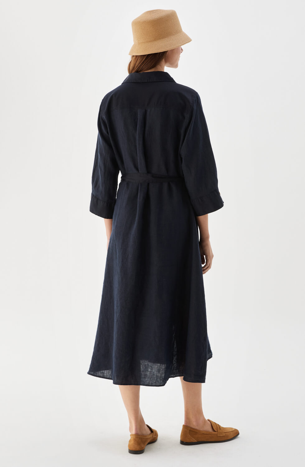 Nala Linen Midi Dress Marine