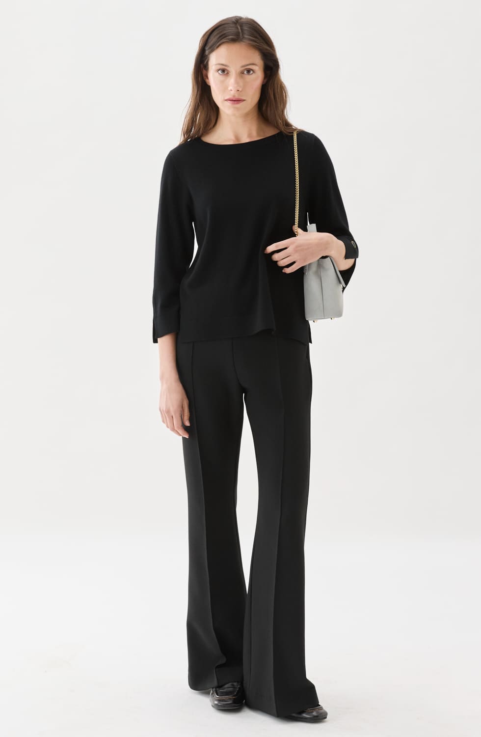 Ocean Boatneck Wool Top Black