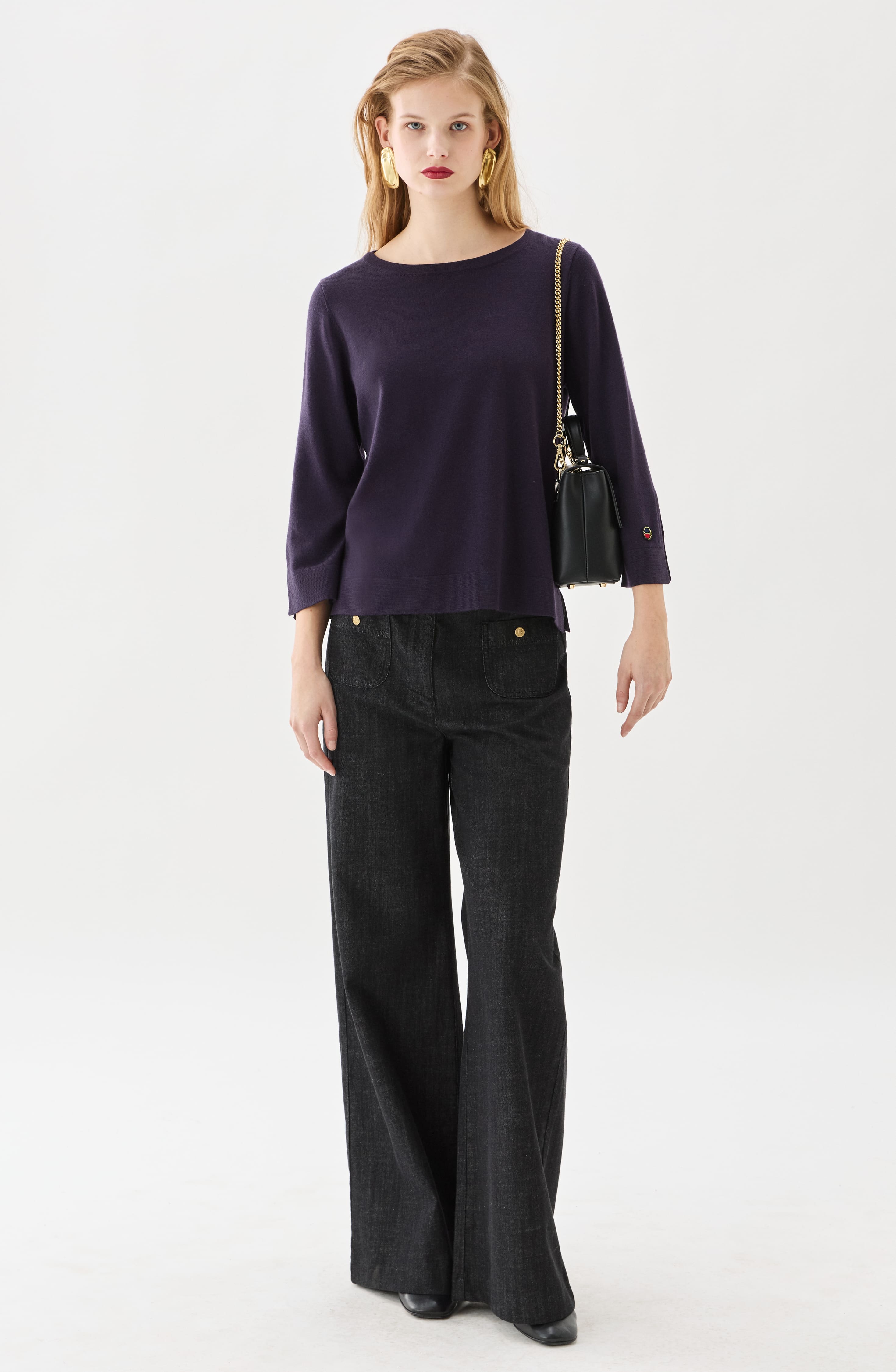 Ocean Boatneck Wool Top Prune