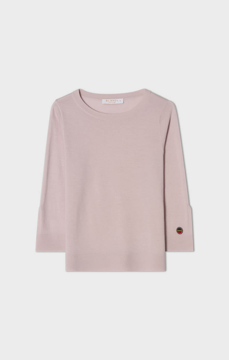 Ocean båtringad tröja i merinoull ljusrosa