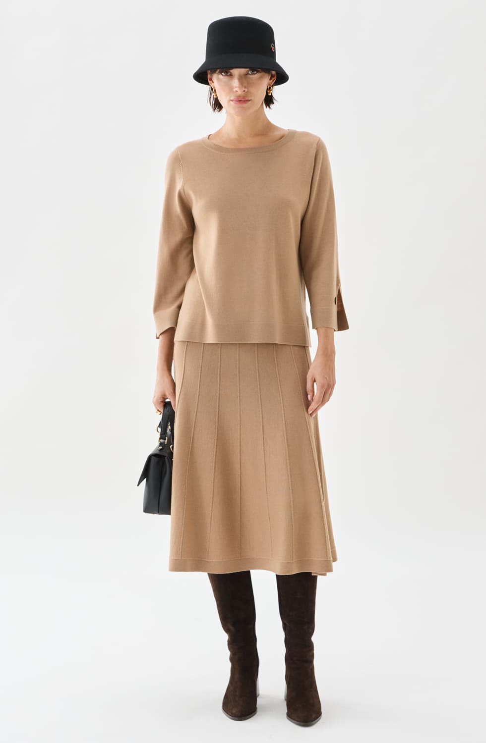 Ocean Boatneck Wool Top Salty caramel
