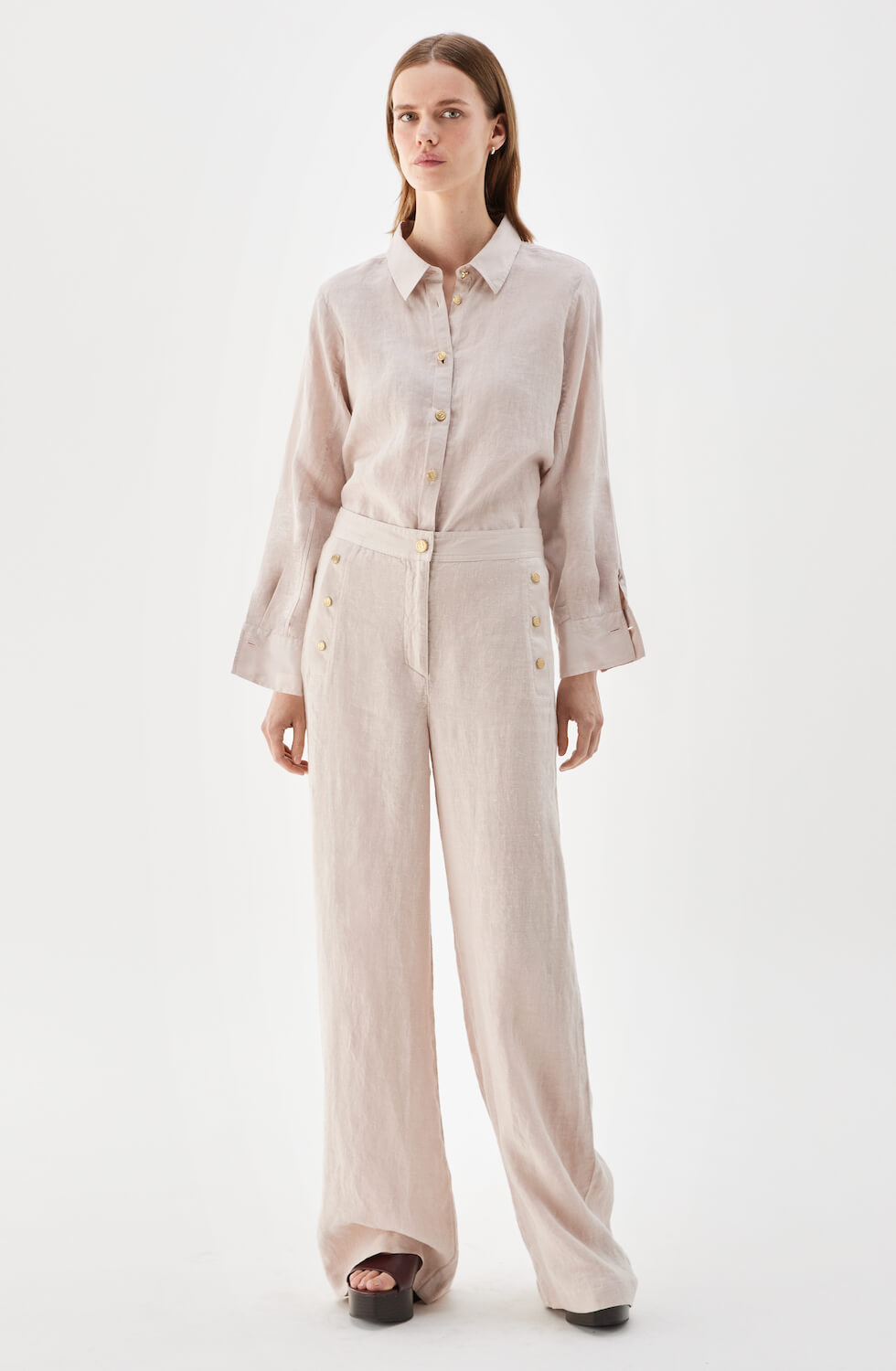 Pim Wide Linen Trouser Light Rose