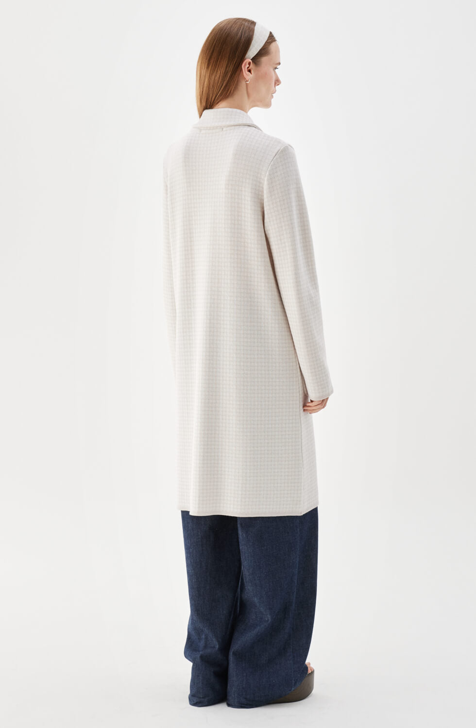 Rosale rutig stickad kappa ljusrosa