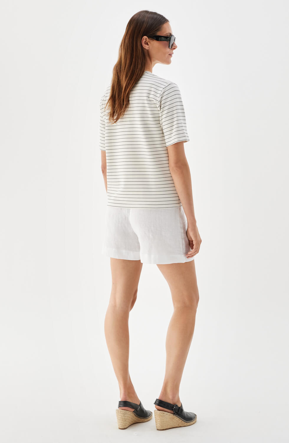 Tessa Stripe Cotton T-shirt Ecru/Black