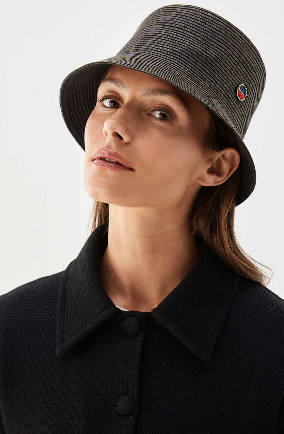 Tina Paper Straw Bucket Hat Black