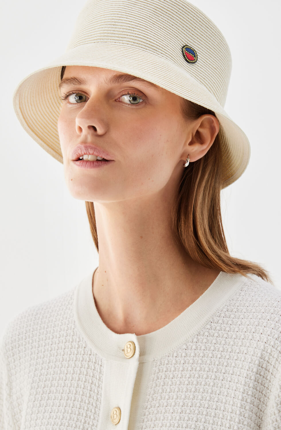 Tina Paper Straw Bucket Hat Ecru