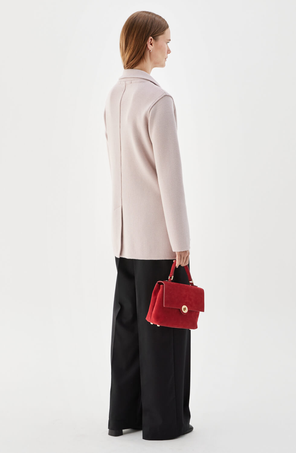 Victoria stickad jacka i ull ljusrosa