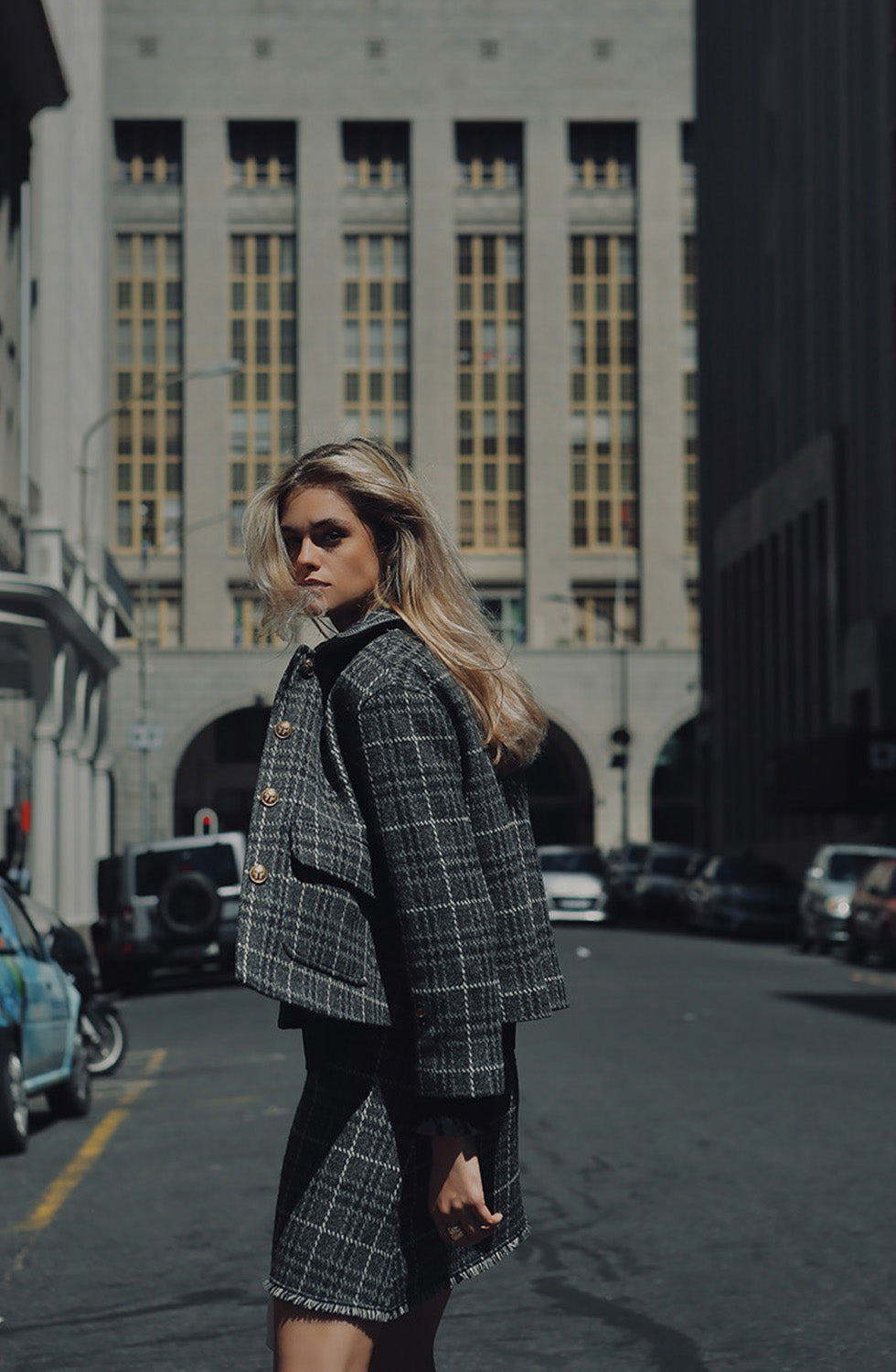 Becky Jacket Grey Melange Check