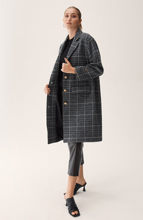 Benedicte Coat Grey Melange Check