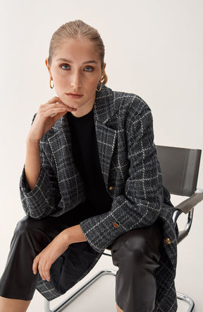 Benedicte Coat Grey Melange Check
