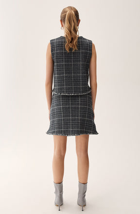 Bessie Skirt Grey Melange Check